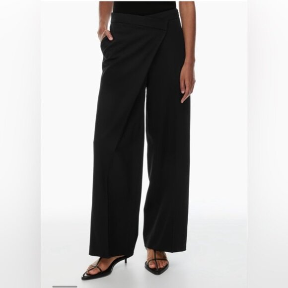 NWT Aritzia Babaton Overlap Pant Black Size 6 Wool twill trousers high waist - Picture 2 of 13